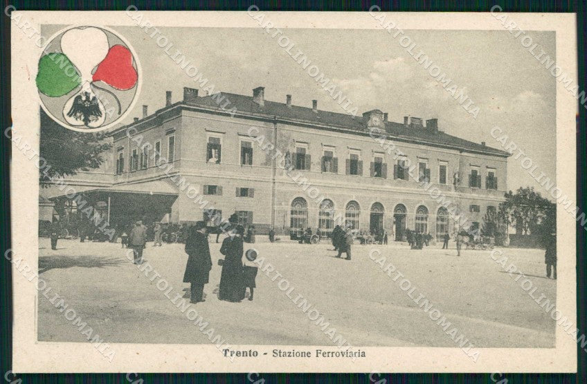 Trento città Stazione Ferroviaria Alterocca WWI Tricolore cartolina KF5704 – fronte