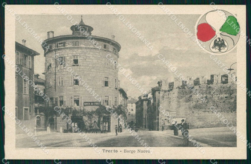 Trento città Borgo Nuovo Birra di Forst Alterocca WWI Tricolore cartolina KF5706 – fronte