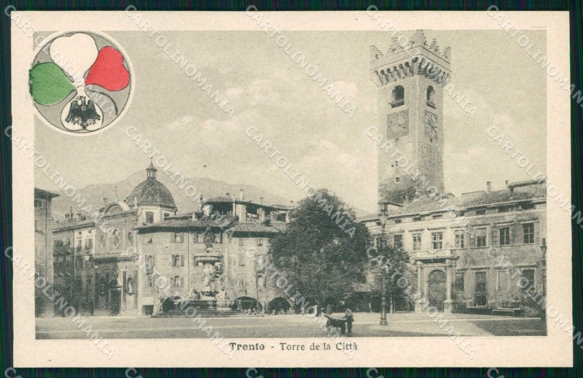 Trento città Torre Alterocca WWI Tricolore cartolina KF5708 – fronte