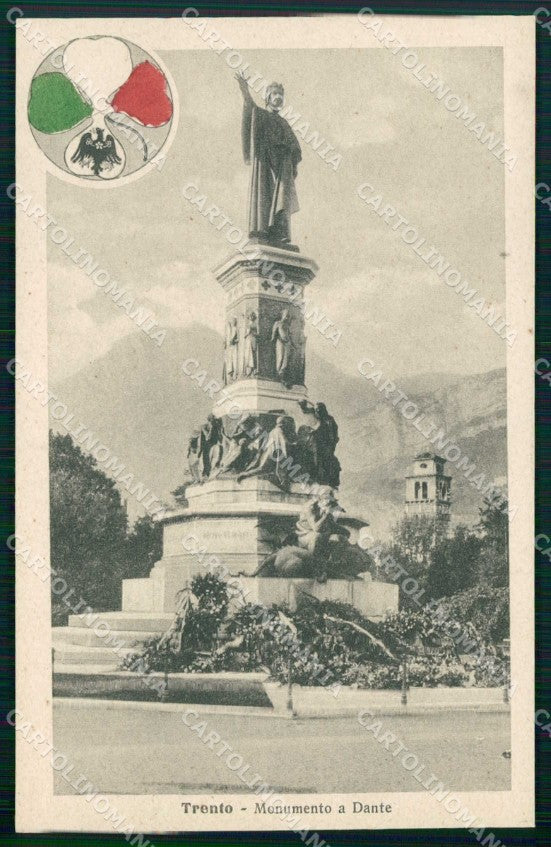 Trento città Monumento Dante Alterocca WWI Tricolore cartolina KF5709 – fronte
