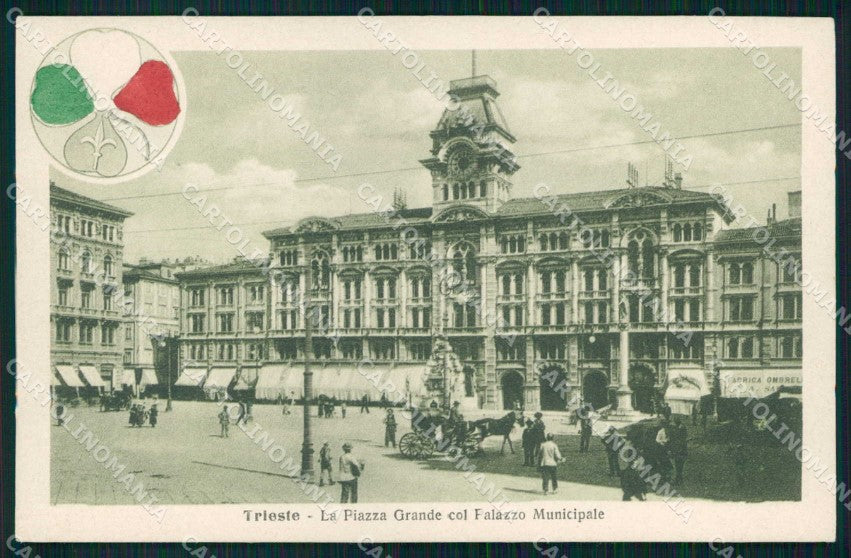 Trieste città Piazza Grande Alterocca WWI Tricolore cartolina KF5725 – fronte