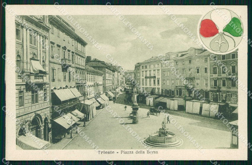Trieste città Piazza della Borsa Alterocca WWI Tricolore cartolina KF5726 – fronte