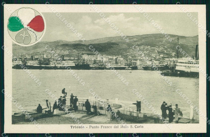 Trieste città Punto Franco Molo S. Carlo Alterocca WWI Tricolore cp KF5728 – fronte