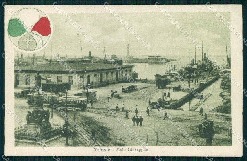 Trieste città Molo Giuseppino Alterocca WWI Tricolore cartolina KF5736 – fronte