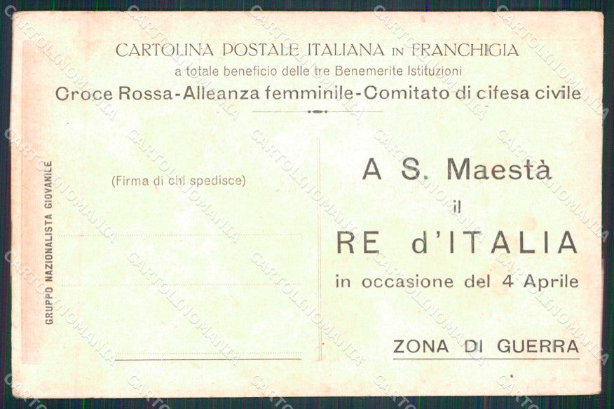 WW1 Croce Rossa Alleanza Femminile Comitato Difesa Civile Franchigia cp KF5740 – retro