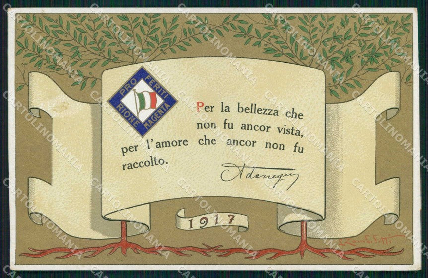WW1 WWI Patriottismo Pro Feriti Magenta 1917 Zambeletti cartolina KF5742 – fronte
