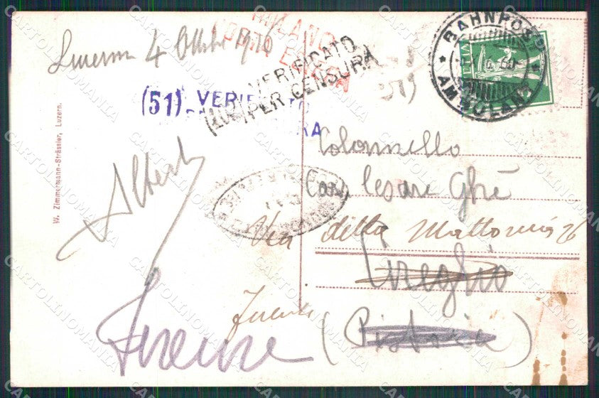 Switzerland Luzern 1916 Bahnpost Ambulant Postmark cartolina KF5755 – retro