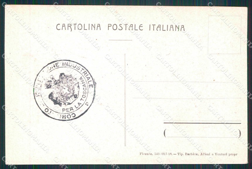 WW1 Patriottismo Belluno Udine Cividale Comitato Industriale Toscana cp KF5756 – retro