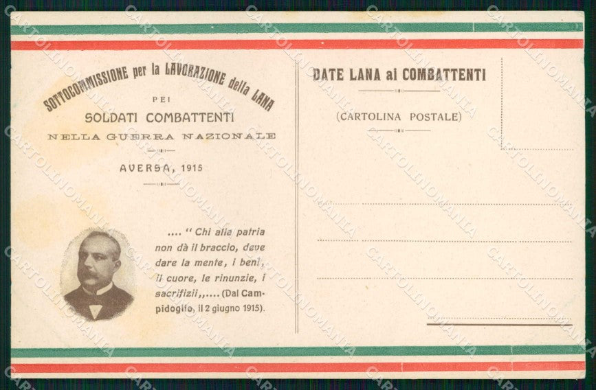 WW1 WWI Patriottismo Date Lana ai Combattenti Aversa Tricolore cartolina KF5758 – fronte