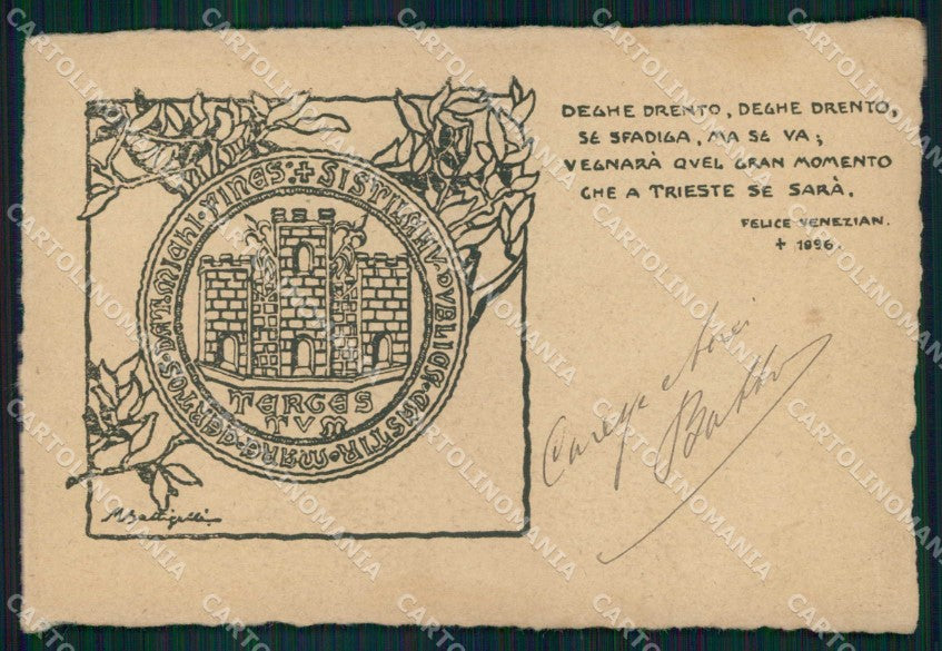 WW1 WWI Patriottismo Trieste Felice Venezian M. Battigelli cartolina KF5764 – fronte