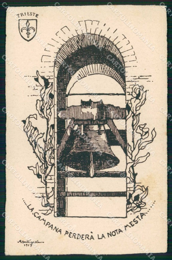 WW1 WWI Patriottismo Trieste Campana M. Battigelli cartolina KF5768 – fronte
