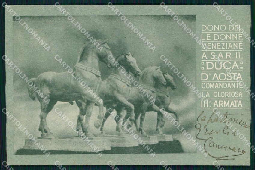 WW1 Patriottismo Duca d'Aosta Comandante IIIª Armata Venezia PIEGATA cp KF5771 – fronte