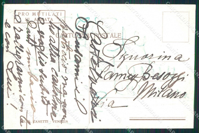 WW1 Patriottismo Duca d'Aosta Comandante IIIª Armata Venezia PIEGATA cp KF5771 – retro