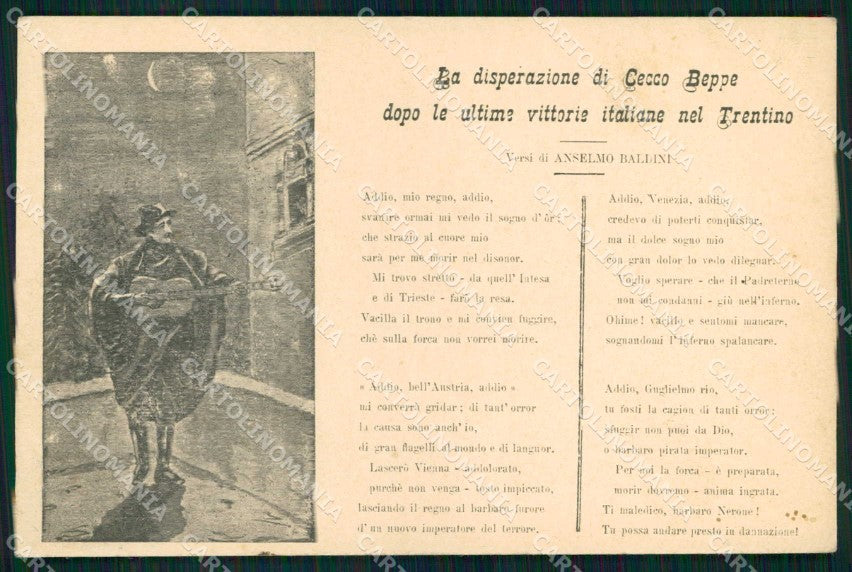 WW1 WWI Propaganda La Disperazione di Cecco Beppe Baldini cartolina KF5785 – fronte