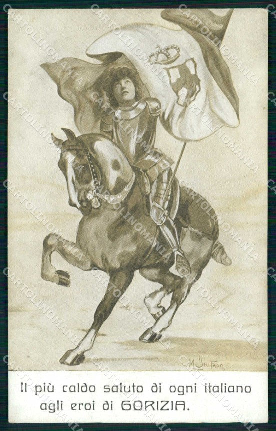 WW1 WWI Patriottismo Tricolore Eroi di Gorizia Horse Norfini cartolina KF5793 – fronte