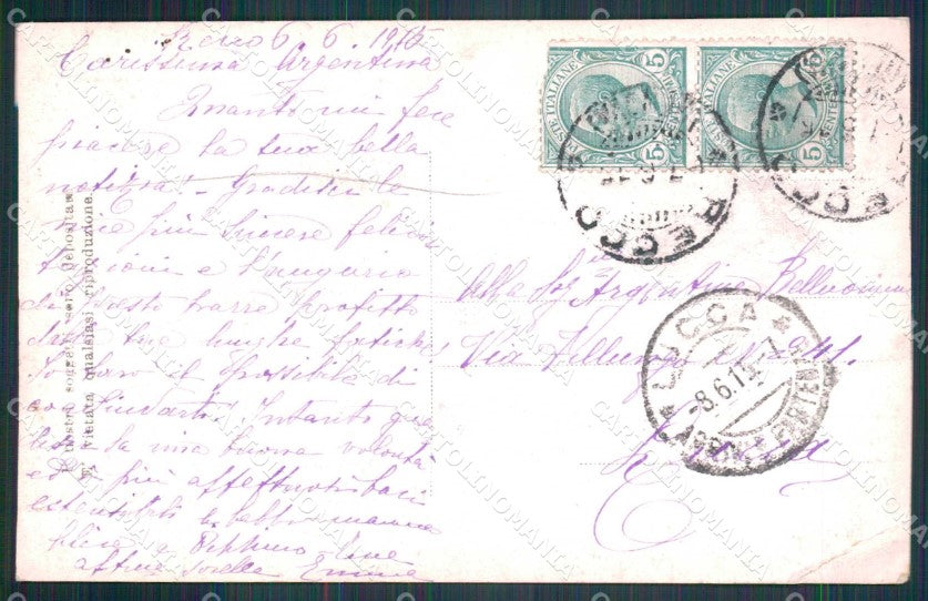 WW1 Patriottismo Trieste Tricolore Allegoria Italia Bertiglia ? PIEGA cp KF5795 – retro