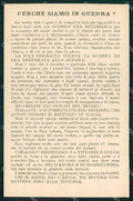 WW1 WWI Patriottismo Perché siamo in Guerra ? cartolina KF5805 – fronte