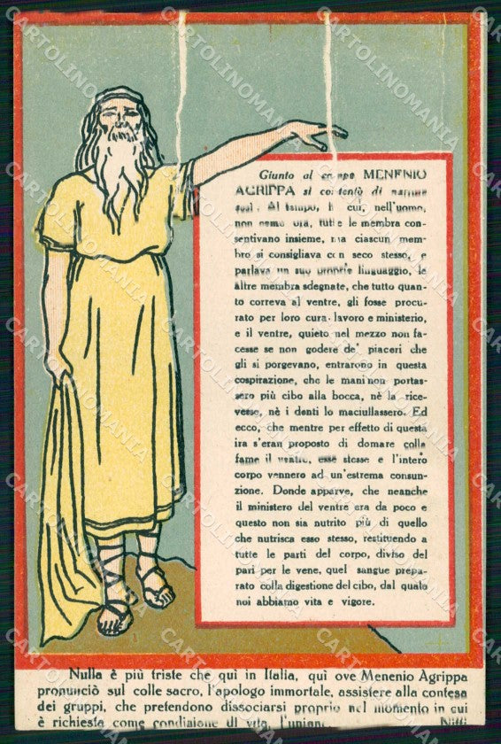 WW1 WWI Patriottismo Menenio Agrippa Nitti GRINZE CARTA cartolina KF5807 – fronte