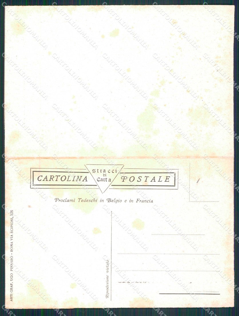 WW1 WWI Patriottismo Proclami Tedeschi in Belgio Francia doppia cartolina KF5833 – retro