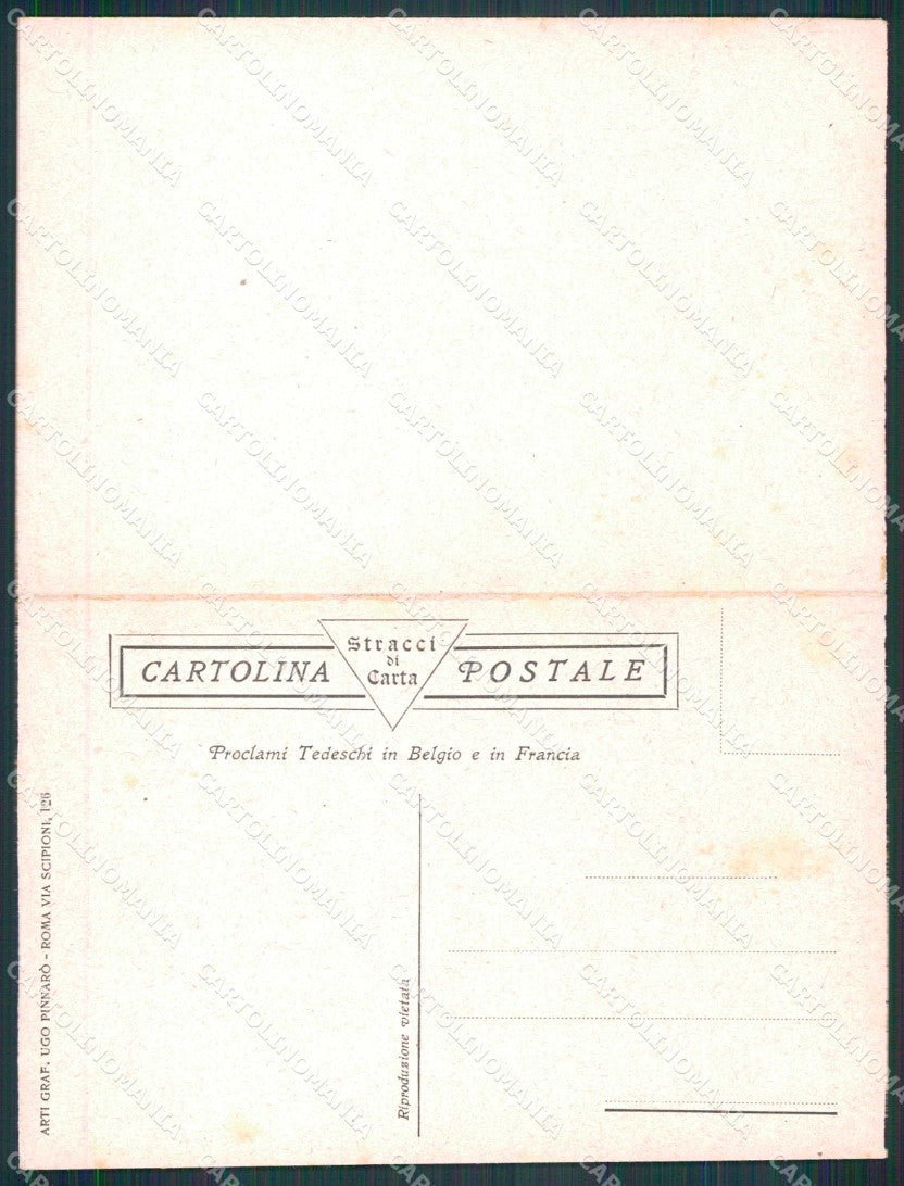 WW1 WWI Patriottismo Proclami Tedeschi in Belgio Francia doppia cartolina KF5835 – retro