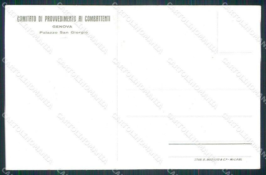 WW1 WWI Militari Comitato Provvedimento Combattenti Genova cartolina KF5845 – retro