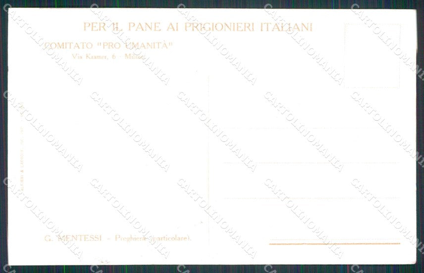 WW1 WWI Patriottismo Pro Umanità Per il Pane Milano Mentessi cartolina KF5847 – retro