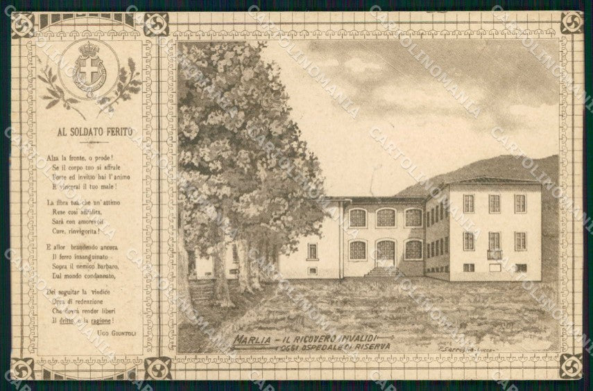 WW1 WWI Militari Lucca Capannori Marlia Ospedale Riserva FORO PIEGHE cp KF5849 – fronte