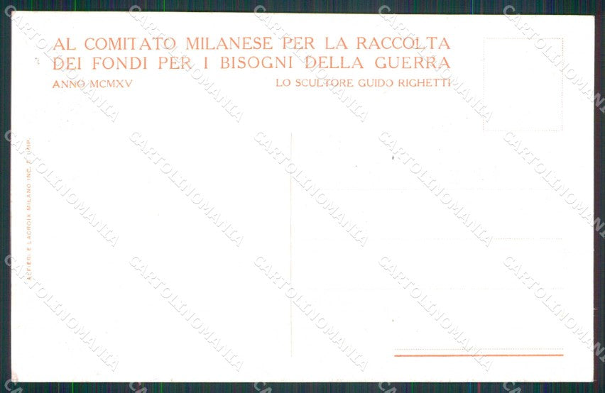 WW1 WWI Patriottismo Comitato Milanese Raccolta Fondi Righetti cartolina KF5851 – retro
