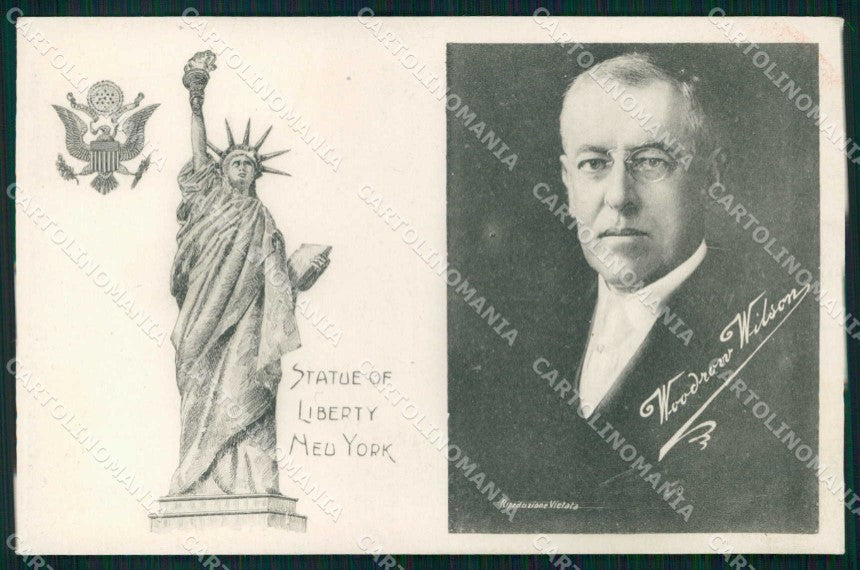 Politica Woodrow Wilson State of Liberty New York USA cartolina KF5856 – fronte