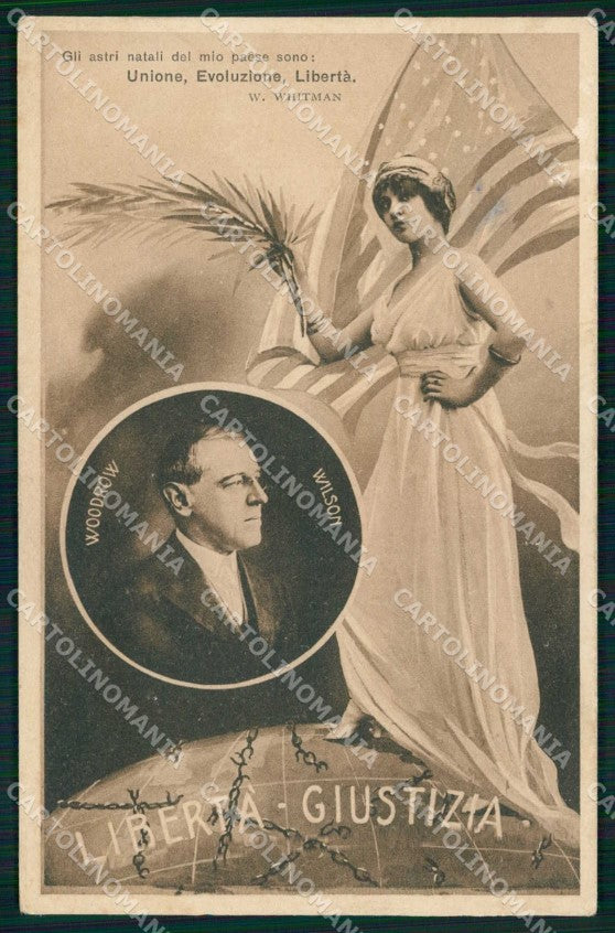 Politica Woodrow Wilson American Flag USA cartolina KF5858 – fronte