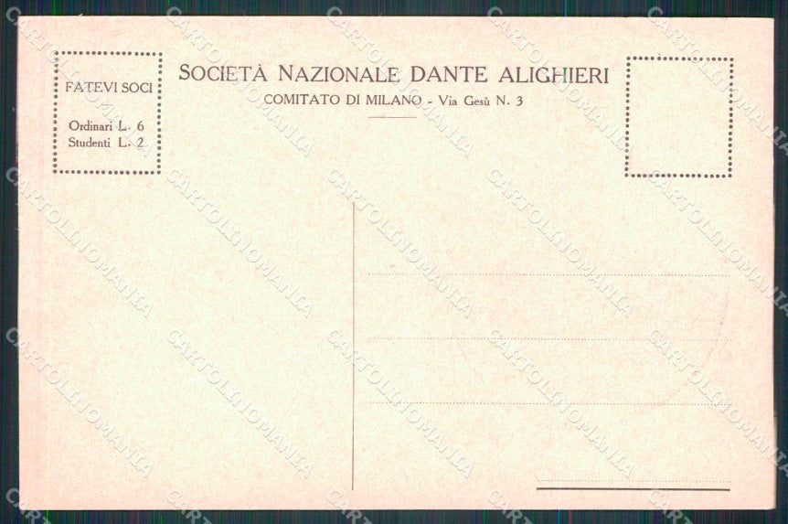 WW1 WWI Propaganda Società Dante Alighieri Milano cartolina KF5863 – retro