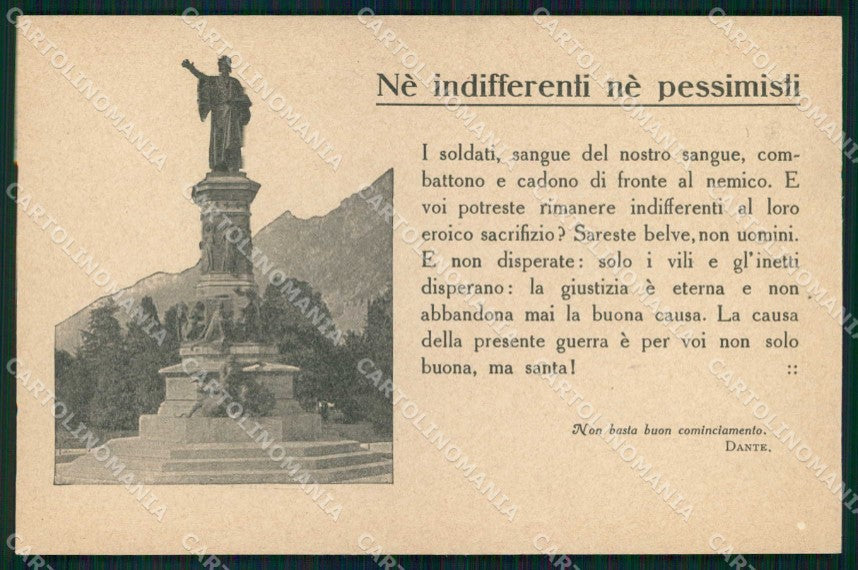 WW1 WWI Propaganda Trento Società Dante Alighieri Milano cartolina KF5864 – fronte