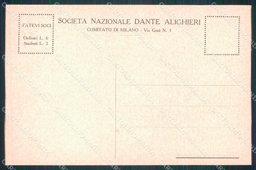 WW1 WWI Propaganda Trento Società Dante Alighieri Milano cartolina KF5864 – retro