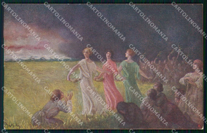 WW1 WWI Orfani di Soldati Seminatrici Coraggio Milano Bisi cartolina KF5876 – fronte