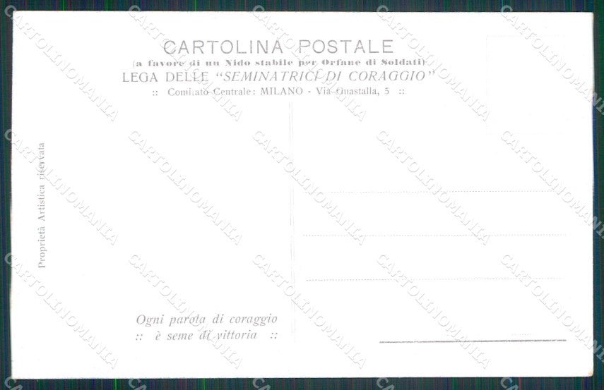 WW1 WWI Orfani di Soldati Seminatrici Coraggio Milano Bisi cartolina KF5876 – retro