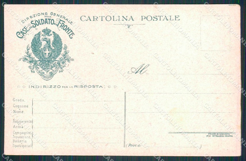 WW1 Militari Casa Soldato alla Fronte Roma D'Annunzio STRAPPINO cartolina KF5879 – retro
