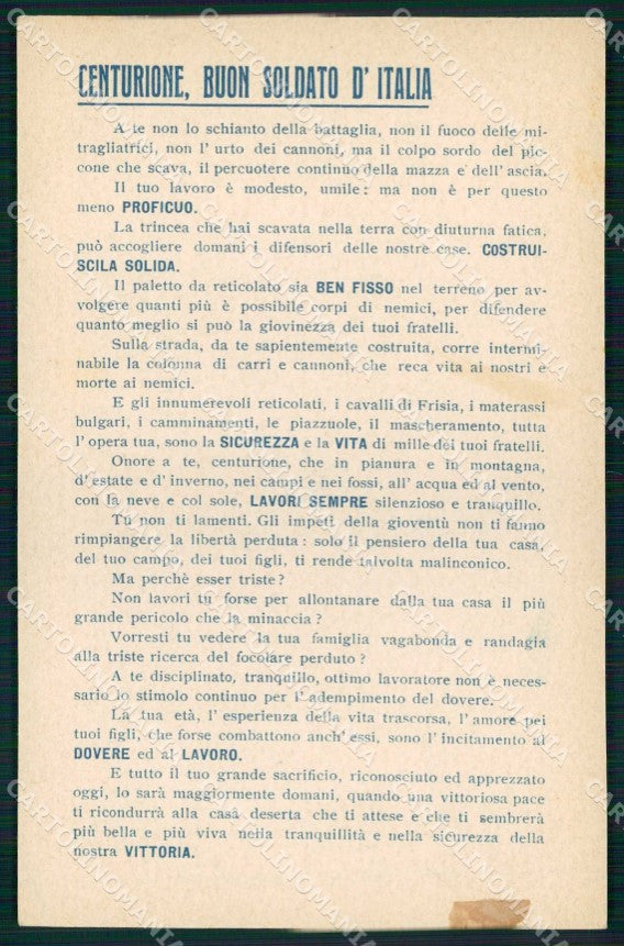 WW1 WWI Militari Propaganda Centurione Buon Soldato cartolina KF5885 – fronte