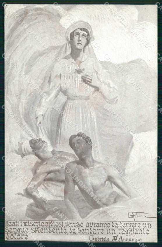 WW1 WWI Militari Propaganda D'Annunzio Nurse Soro Altana cartolina KF5886 – fronte