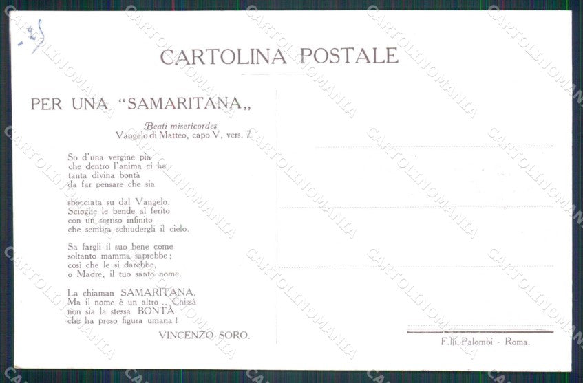 WW1 WWI Militari Propaganda D'Annunzio Nurse Soro Altana cartolina KF5886 – retro