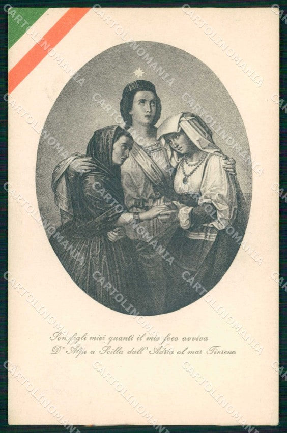 WW1 WWI Propaganda Tricolore Allegoria Italia Costumi cartolina KF5887 – fronte