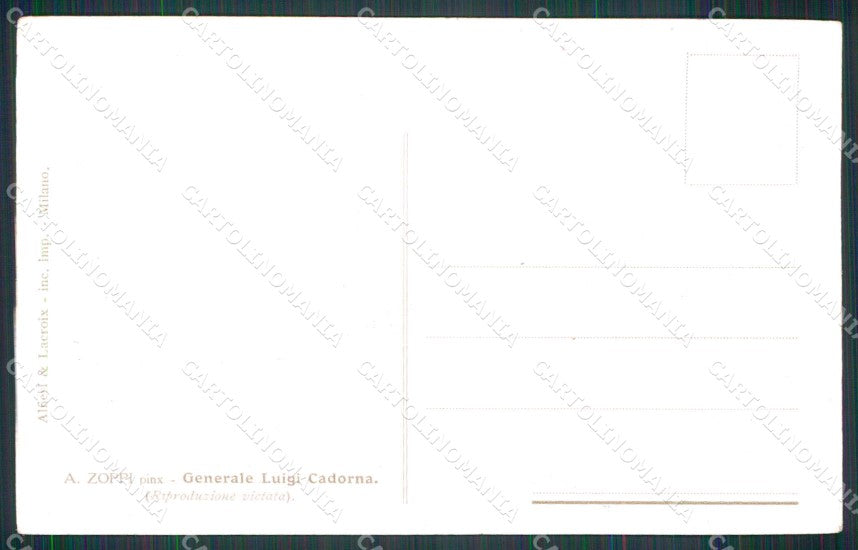 WW1 WWI Militari Generale Luigi Cadorna Zoppi cartolina KF5892 – retro