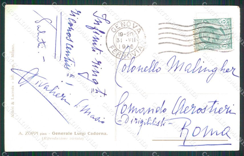 WW1 WWI Militari Generale Luigi Cadorna Zoppi FORI cartolina KF5897 – retro