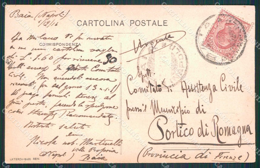 WW1 Propaganda Tricolore Comitato Assistenza Civile Bari ABRASA cartolina KF5906 – retro
