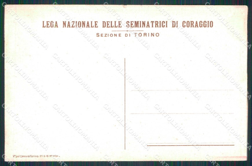 WW1 WWI Propaganda Tricolore Artiglieria Seminatrici Coraggio Torino cp KF5913 – retro