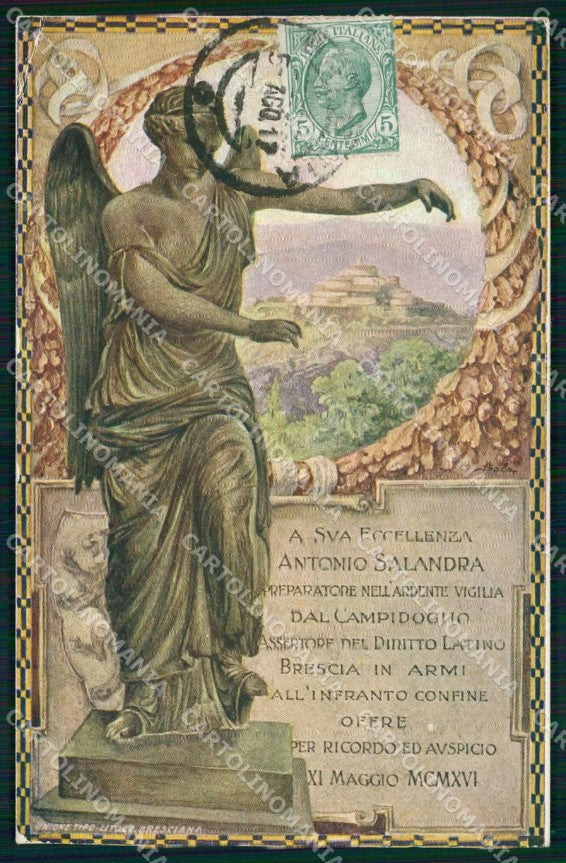 WW1 WWI Patriottismo Alla Vittoria Brescia PIEGA cartolina KF5938 – fronte