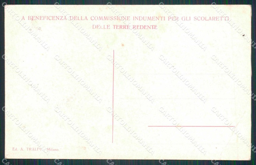 WW1 WWI Patriottismo Pro Scolaretti Terre Redente PIEGA cartolina KF5952 – retro