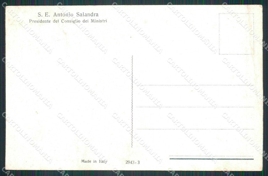 Personaggi Politica Antonio Salandra Tricolore PIEGA cartolina KF5956 – retro