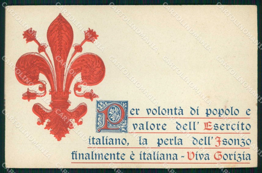 WW1 Patriottismo Gorizia Italiana Perla dell'Isonzo PIEGHINE cartolina KF5970 – fronte