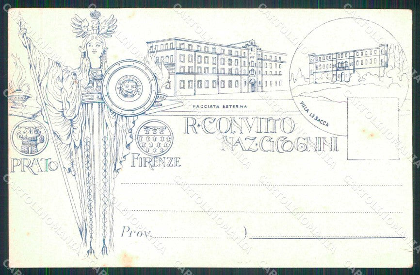 WW1 Patriottismo Tricolore Convitto Cicognini Villa Le Sacca Prato cp KF5979 – retro