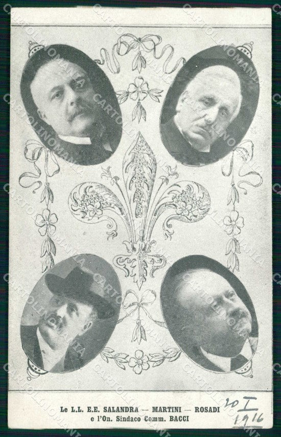Politica Personaggi WW1 Salandra Martini Rosadi CRI Firenze cartolina KF5984 – fronte